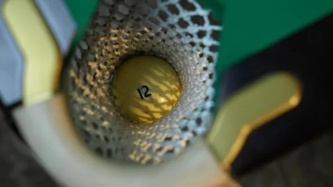 Billiard balls on a billiard table with green cloth roll in different directions Video stock 240375361
