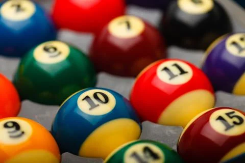 Billiard balls in box Stock Photos
