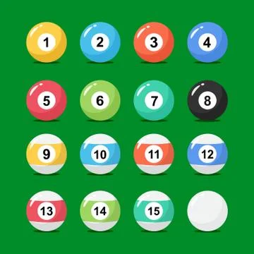 Billiard balls collection in flat style. Иллюстрация