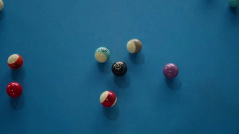Billiard Balls Exploding from Triangle during Break Shot Video stock 332765081