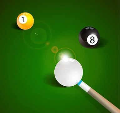 Billiard balls in a green pool table Stock Illustration