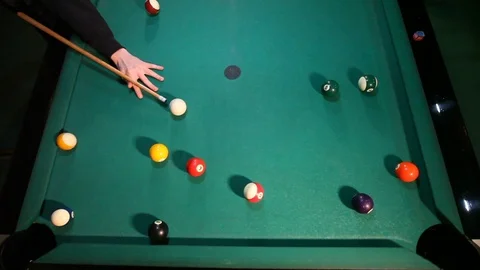 Billiard balls on the green table. Ball, indoors. Stock Footage 88189123