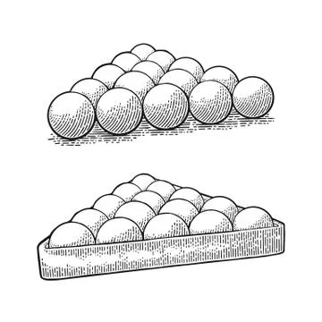Billiard balls with number in triangle with shadow. Vintage engraving Illustrazione stock