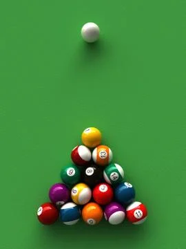 Billiard balls over billiard table Stock Illustration