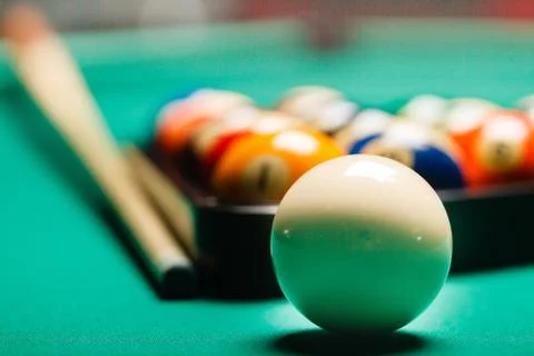 Billiard balls over table Stock Photos