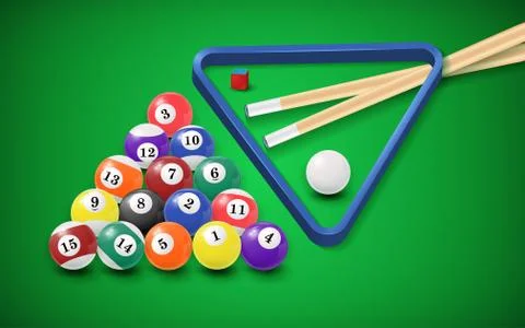 Billiard balls in a pool table. Stock Illustration