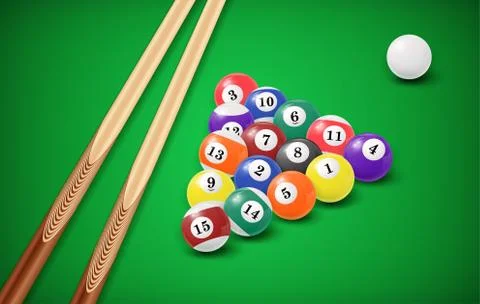 Billiard balls in a pool table. Stock Illustration