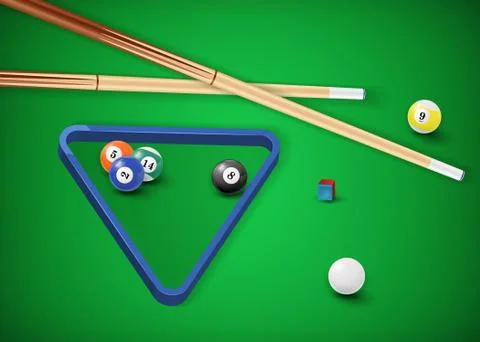 Billiard balls in a pool table. Stock Illustration