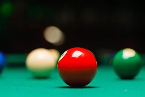 Billiard balls in a pool table. Foto stock