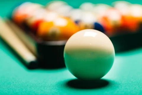 Billiard balls in a pool table. Stock Photos