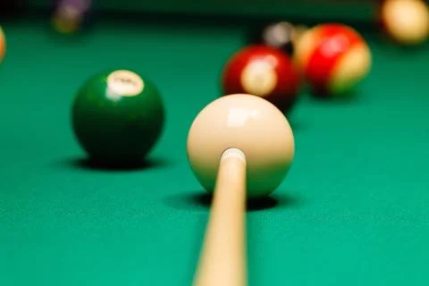 Billiard balls in a pool table. Stock Photos