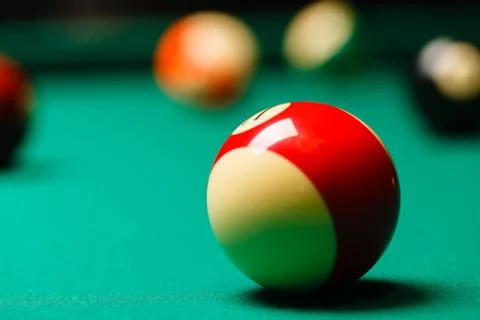 Billiard balls in a pool table. Foto stock