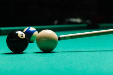 Billiard balls in a pool table. Foto stock
