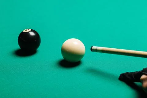 Billiard balls in a pool table. Stock Photos