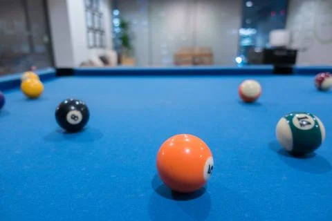 Billiard balls on a pool table Stock Photos