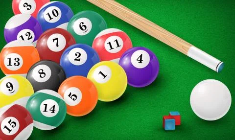 Billiard balls in a pool table. Vector illustration Stock Illustration