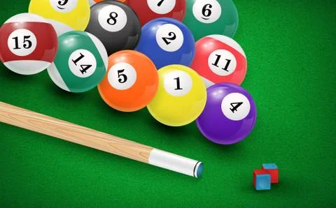 Billiard balls in a pool table. Vector illustration Stock Illustration
