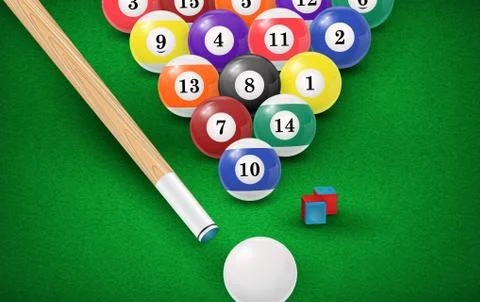 Billiard balls in a pool table. Vector illustration Stock Illustration
