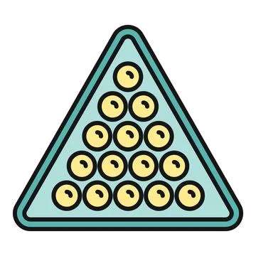Billiard balls racked in a triangular frame icon Stockillustratie