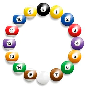 Billiard Balls Round Frame Ilustração Stock