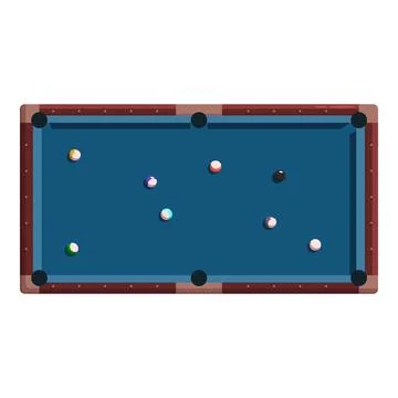 Billiard balls scattered on a pool table during a game Stock Illustration