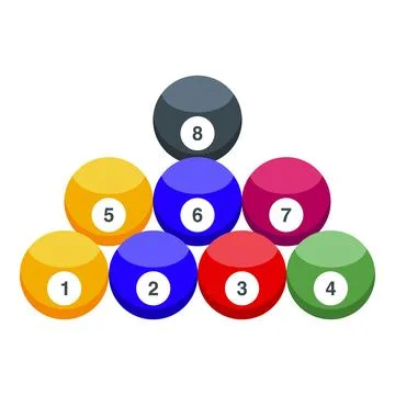 Billiard balls set in starting position forming a triangle Stockillustratie