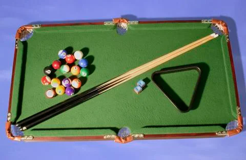 Billiard balls table queue billiards pool ball Stock Photos