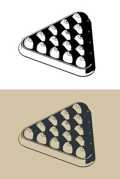 Billiard balls in triangle rack close-up Stock Illustration