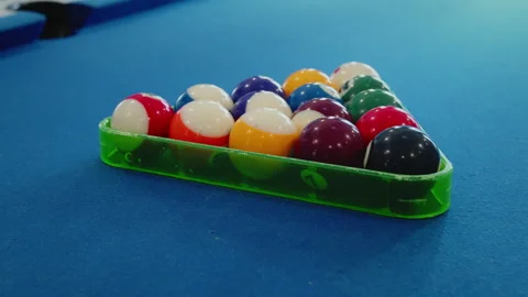 Billiard balls triangle starting position shot Video stock 341940546