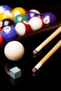 Billiard on black background Stock Photos