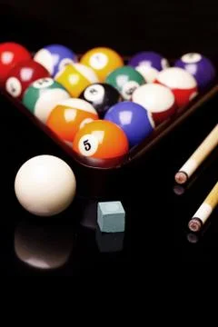 Billiard on black background Stock Photos