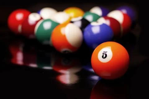 Billiard on black background Stock Photos