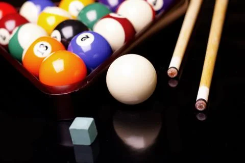 Billiard on black background Stock Photos