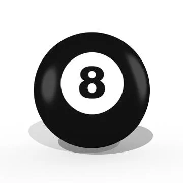 Billiard black eight ball. Isolated on white background 3d イラスト素材