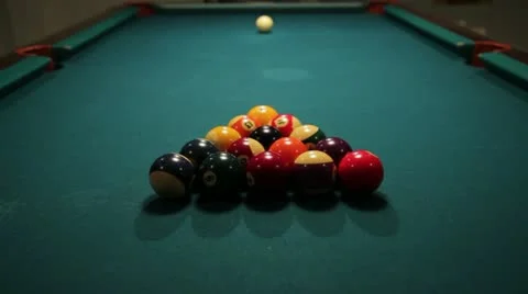 Billiard break head on Stock Footage 12274306