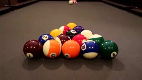 Billiard Break - POV wide angle rear view real time Stock Footage 137069932