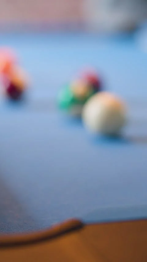 Billiard Break Shot on Pool Table Stock Footage 317064573