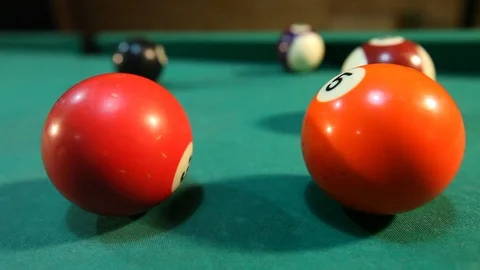 Billiard close up shot of two balls Stock Footage 88188628