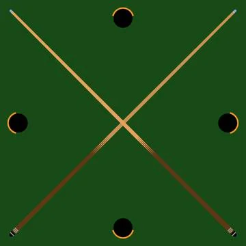 Billiard elements cue and pocket for billiards. Billiard emblem Stock Illustration