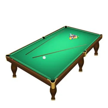Billiard game balls start position on a realistic pool table. Stock Illustration