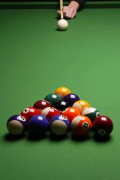 Billiard on green table Stock Photos