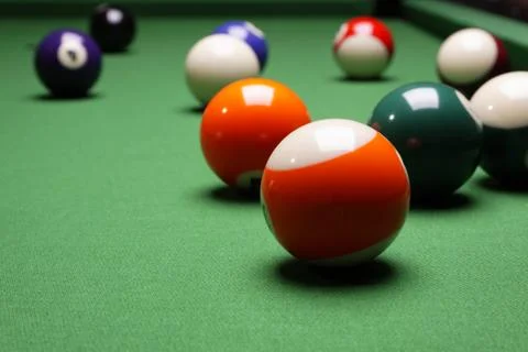 Billiard on green table Stock Photos
