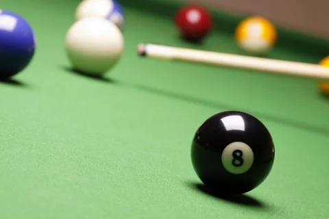 Billiard on green table Stock Photos