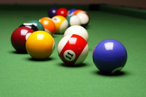 Billiard on green table Stock Photos