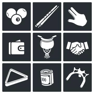 Billiard icon collection Stock Illustration