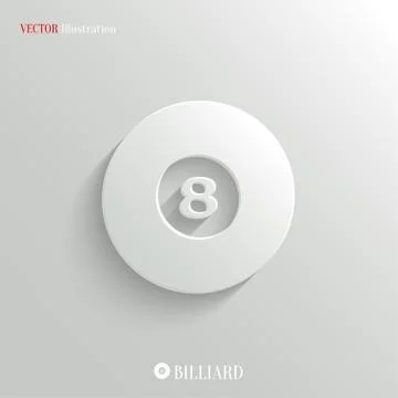 Billiard icon - vector white app button Stock Illustration