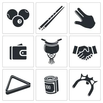 Billiard icons set Stock Illustration