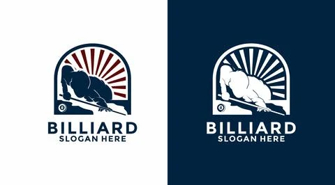 Billiard logo design vector. Sport poolroom logo design vintage. Billiards .. Stock Illustration
