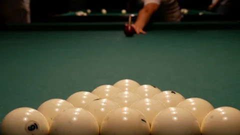 Billiard opening break shot Stock Footage 114289078