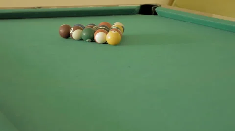 Billiard or pool table with balls being breaking Stock Footage 65731963